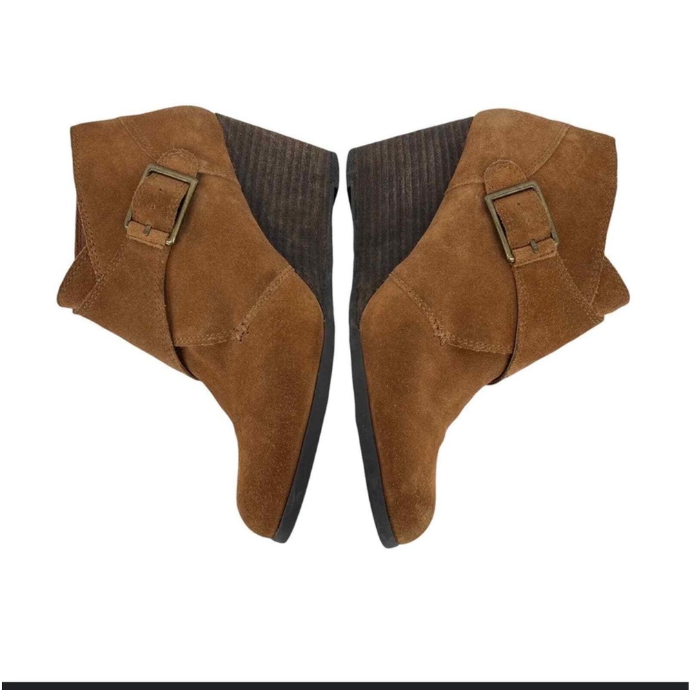 Lucky Brand Samarah suede leather wedge buckle ankle booties
